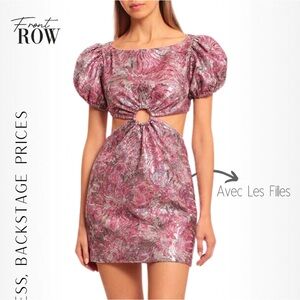 Sequin Pink Cutout Puff Sleeve Mini Dress